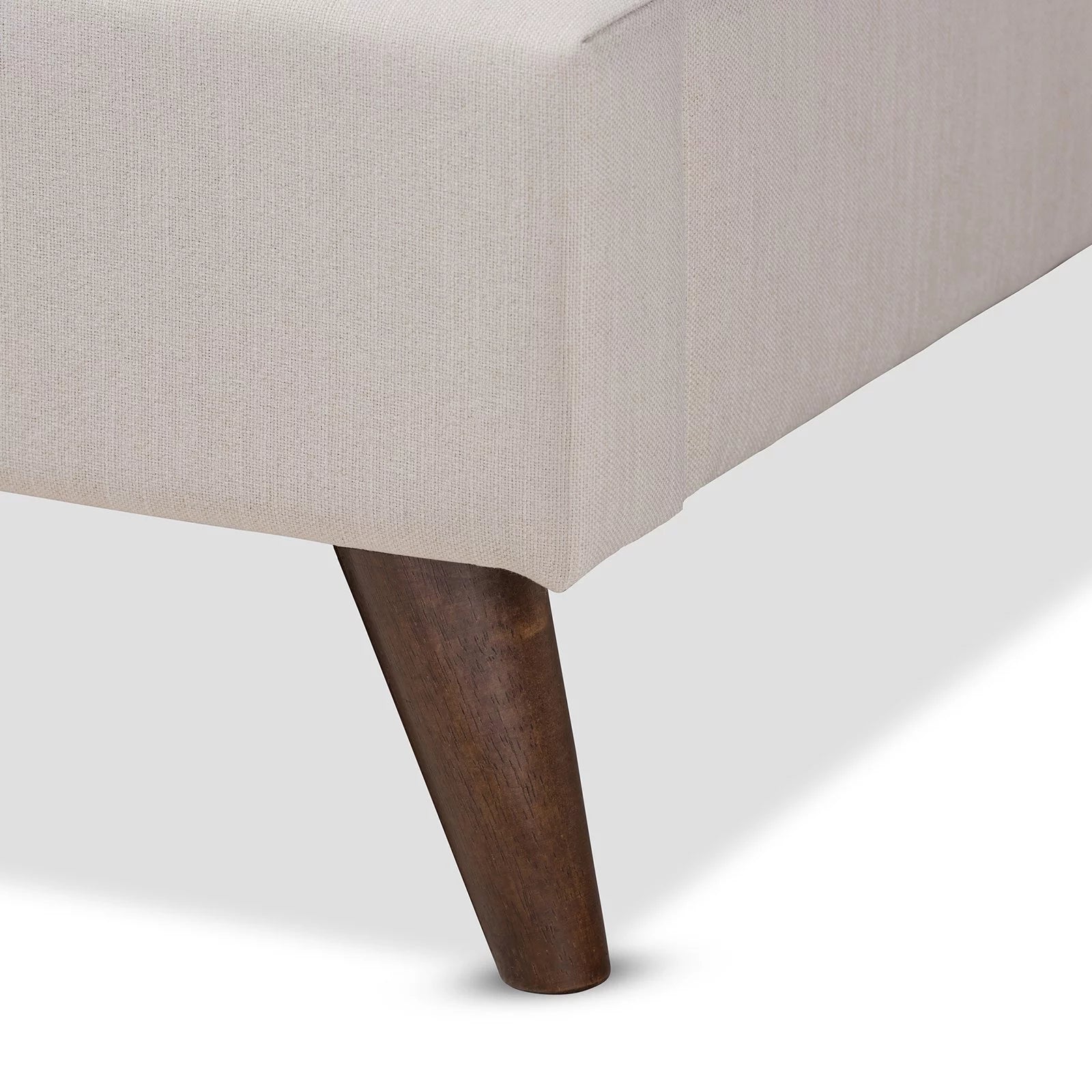 Baxton Studio Maren Mid-Century Modern Light Grey Fabric Upholstered Queen Size Platform Bed with Two Nightstands