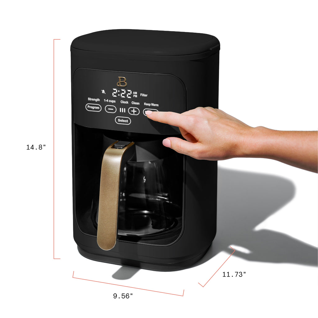 Beautiful 14-Cup Programmable Drip Coffee Maker with Touch-Activated Display, White Icing by Drew Barrymore