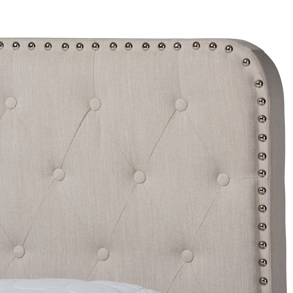 Baxton Studio Annalisa Modern Transitional Beige Fabric Upholstered Button Tufted Full Size Panel Bed