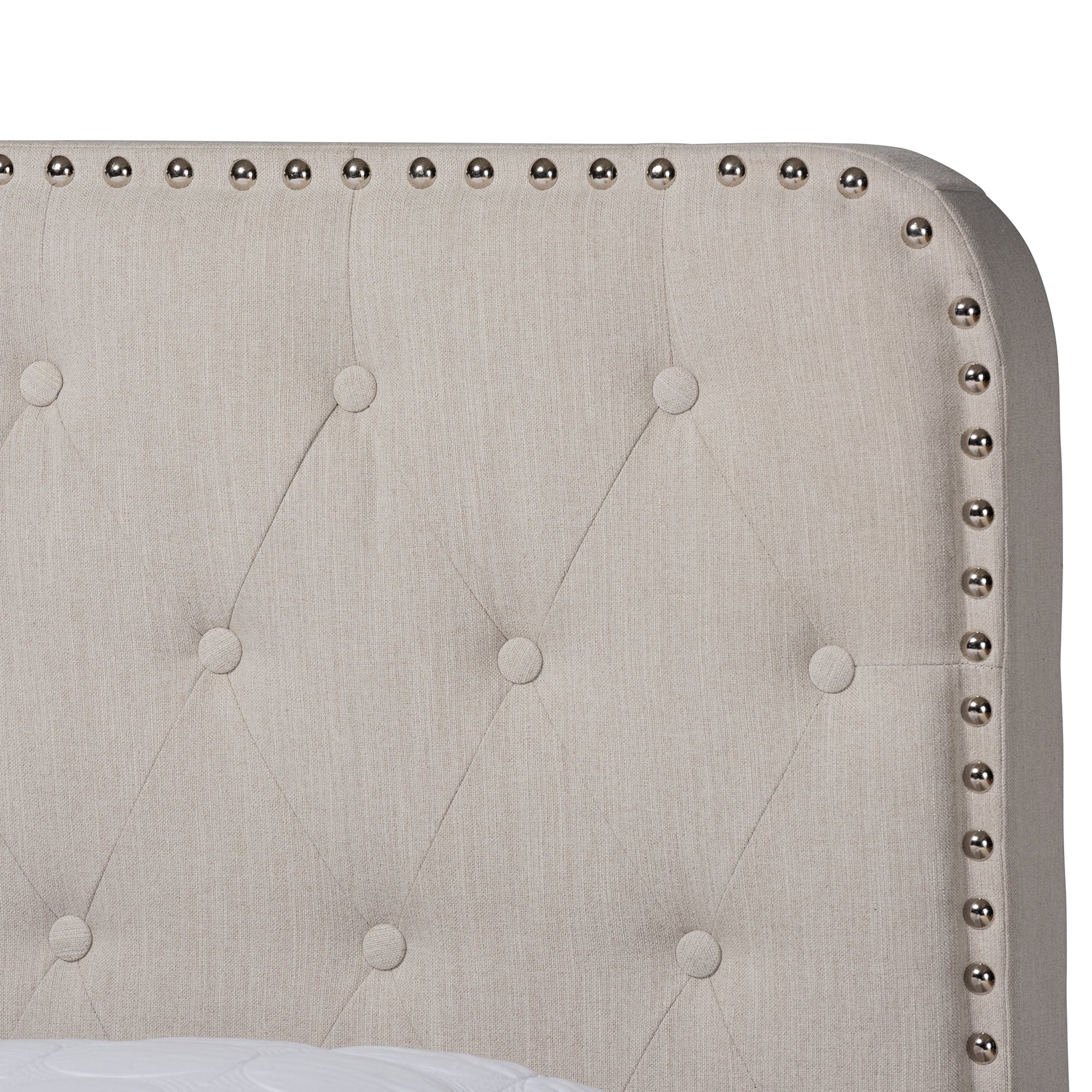 Baxton Studio Annalisa Modern Transitional Beige Fabric Upholstered Button Tufted Full Size Panel Bed