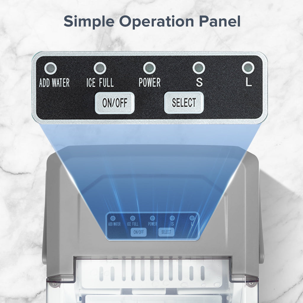 Auseo Countertop Ice Maker, Self-cleaning Portable Ice Maker Machine with Handle and Ice Scoop, Bullet Ice Cubes, 9Pcs/8Min 26Lbs/24H for Home/Office/Bar/Party (Black)