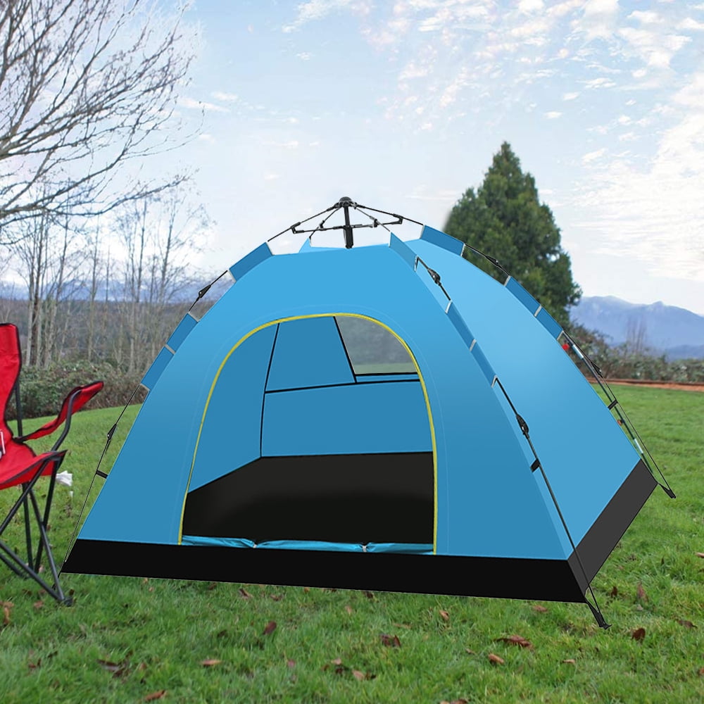 Aedavey Camping Tent 3 Person Automatic Pop Up Instant Tent Waterproof Windproof Portable 7' x 7' x 53" Lake Blue