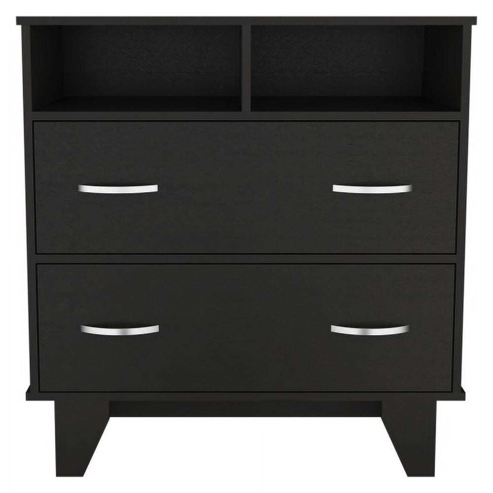 2-Drawer 2-Shelf Dresser Black Wengue