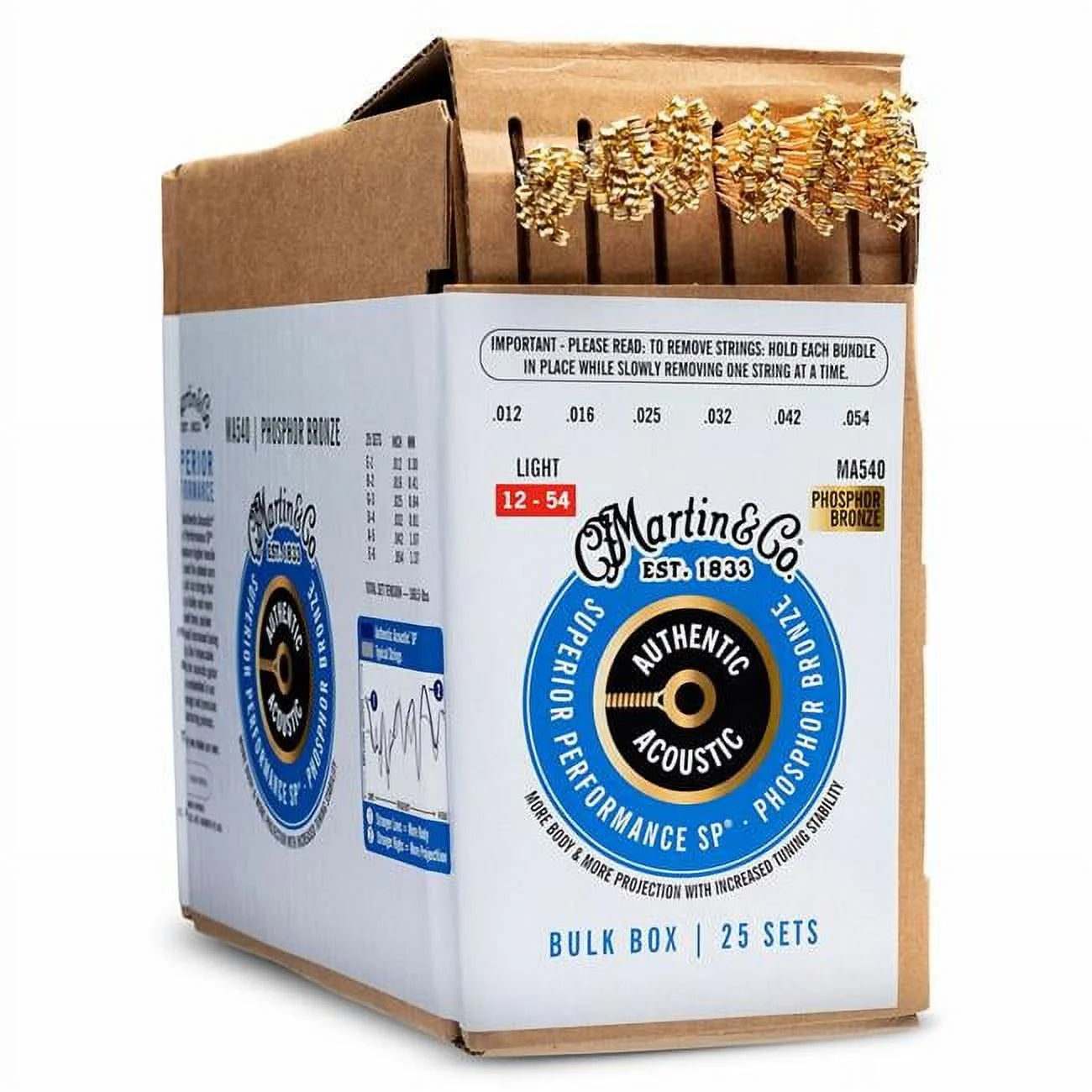 12-54 Martin Authentic Acoustic SP Acoustic Guitar Strings Bulk Box - Set of 25