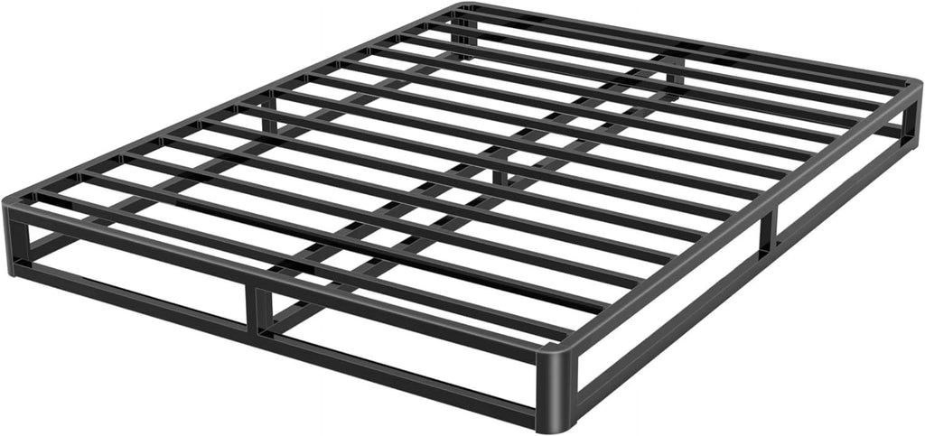 6 Inch Queen Bed Frame with Round Corner Edges, Low Profile Queen Metal Platform Bed Frame with Steel Slat Support, No Box Spring Needed/Easy Assembly/Noise Free Mattress Foundation