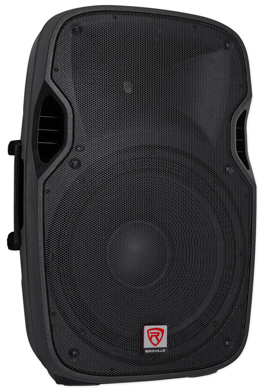 (2) Rockville SPGN154 15" 1600W DJ PA Speakers+Powered 4-Ch. Mixer+Stands+Cables