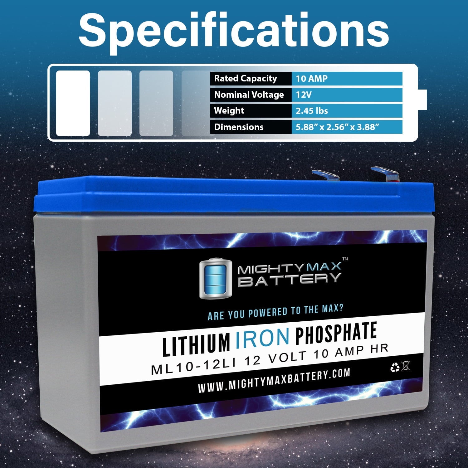 12V 10AH Lithium Replacement Battery Compatible with Powerware NetUPS SE 1500RM - 4 Pack