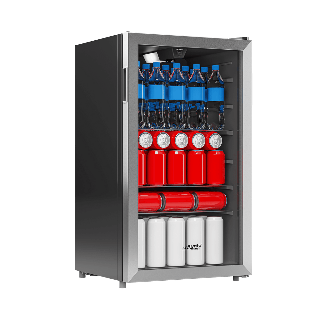 Arctic King 115-Can Beverage Fridge & Cooler, Stainless Steel Look, ARV115B1AST