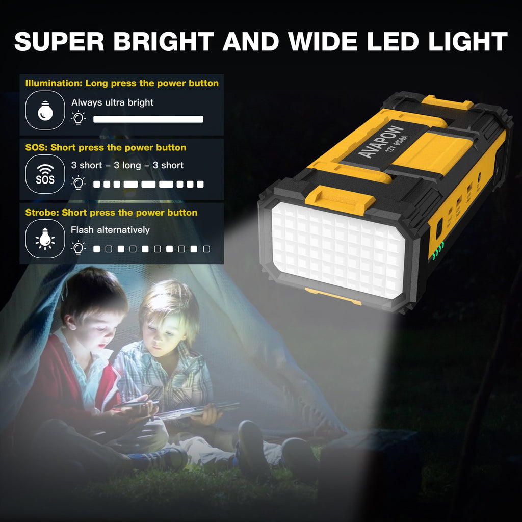 AVAPOW W68 6000A Car Battery Jump Starter(for All Gas or up to 12L Diesel) , Yellow