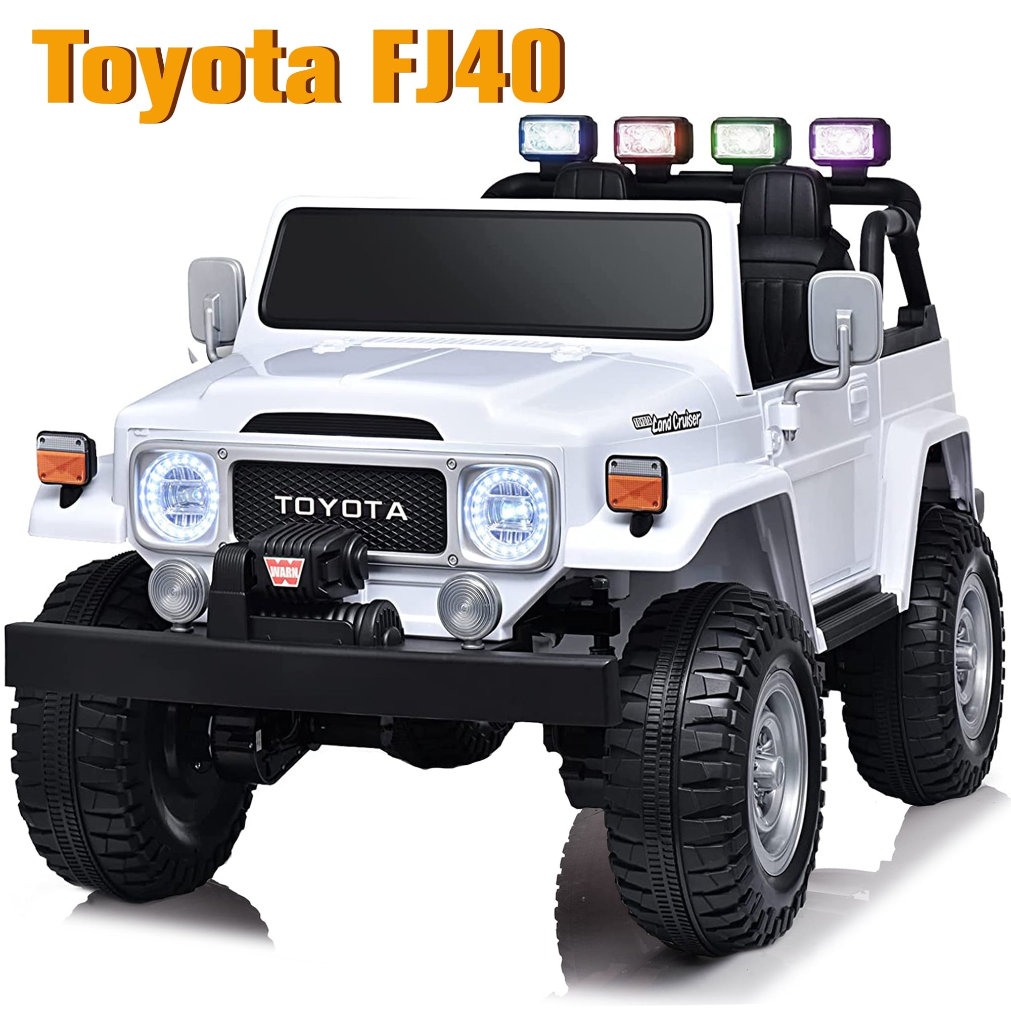 2 Seater 24V Ride on Car, Licensed Toyota Land Cruiser FJ40 Electric Truck with Remote Control, 4x80W Engine, Battery Powered Kid Car to Drive for Boy Girl, White