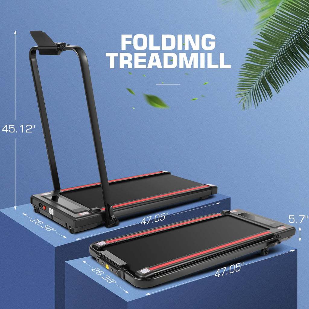 ANCHEER Treadmills, 2 in 1 Folding Treadmill, Walking Pad Treadmill Under Desk for Home Use, Portable Treadmill with Remote Control, Installation-Free