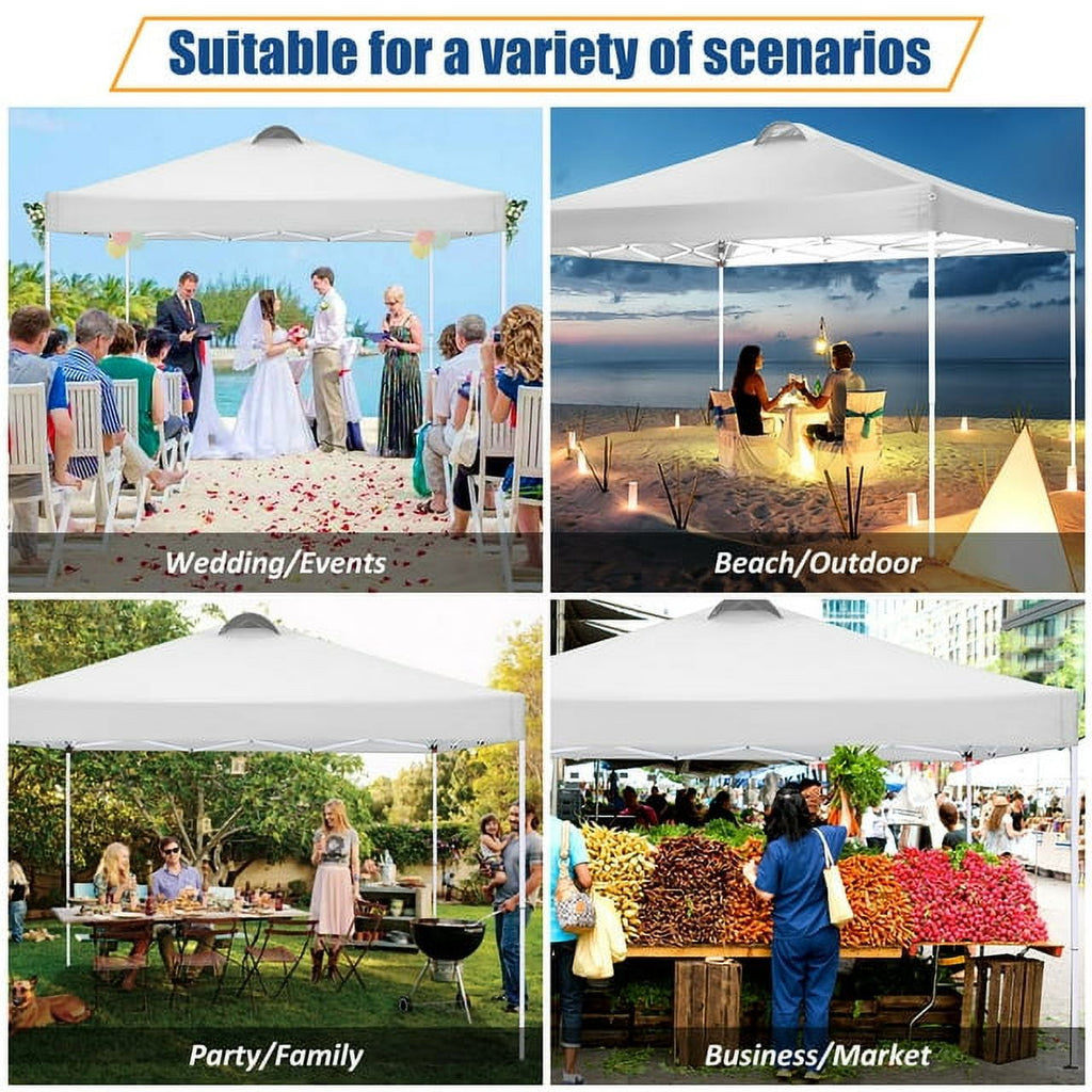 10'x10' EZ Pop Up Canopy with Top Vent, Large Commercial Tent, Waterproof and Sunproof with 4 Removable Sidewalls, Suitable for Weddings come with 4 Sandbags (Black)