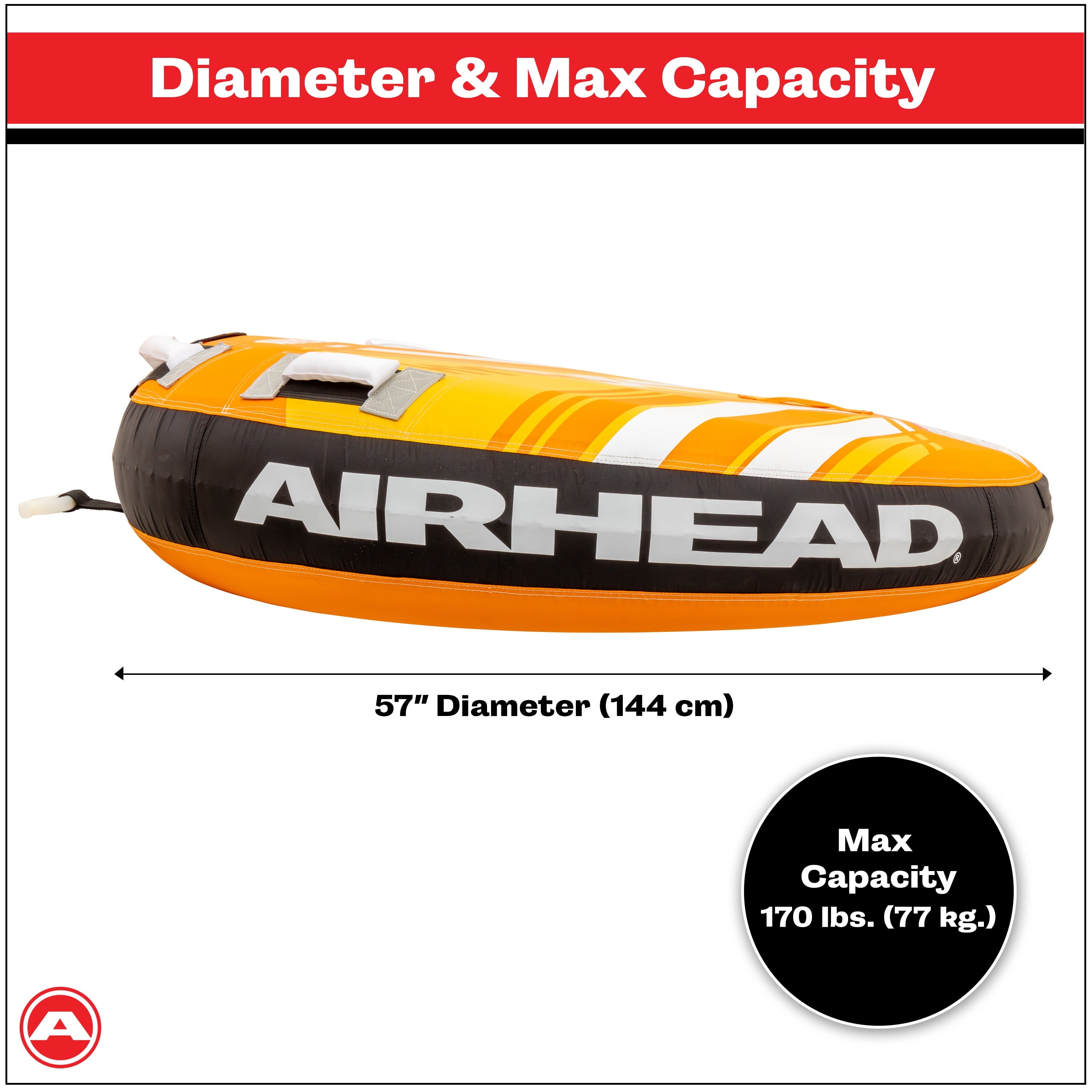 Airhead Hydro X 2 Person Towable Tube for Boating, Orange