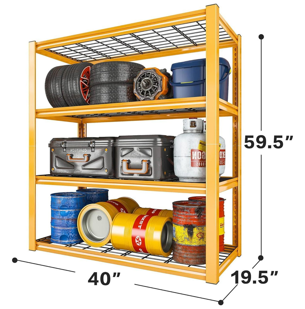 40"W Garage Shelving Heavy Duty Loads 2240LBS Garage Storage Shelves Heavy Duty Shelving 4-Tier Adjustable Metal Shelves for Storage Rack Industrial Shelving Utility Shelf,40"W X19.5"D X59.5"H