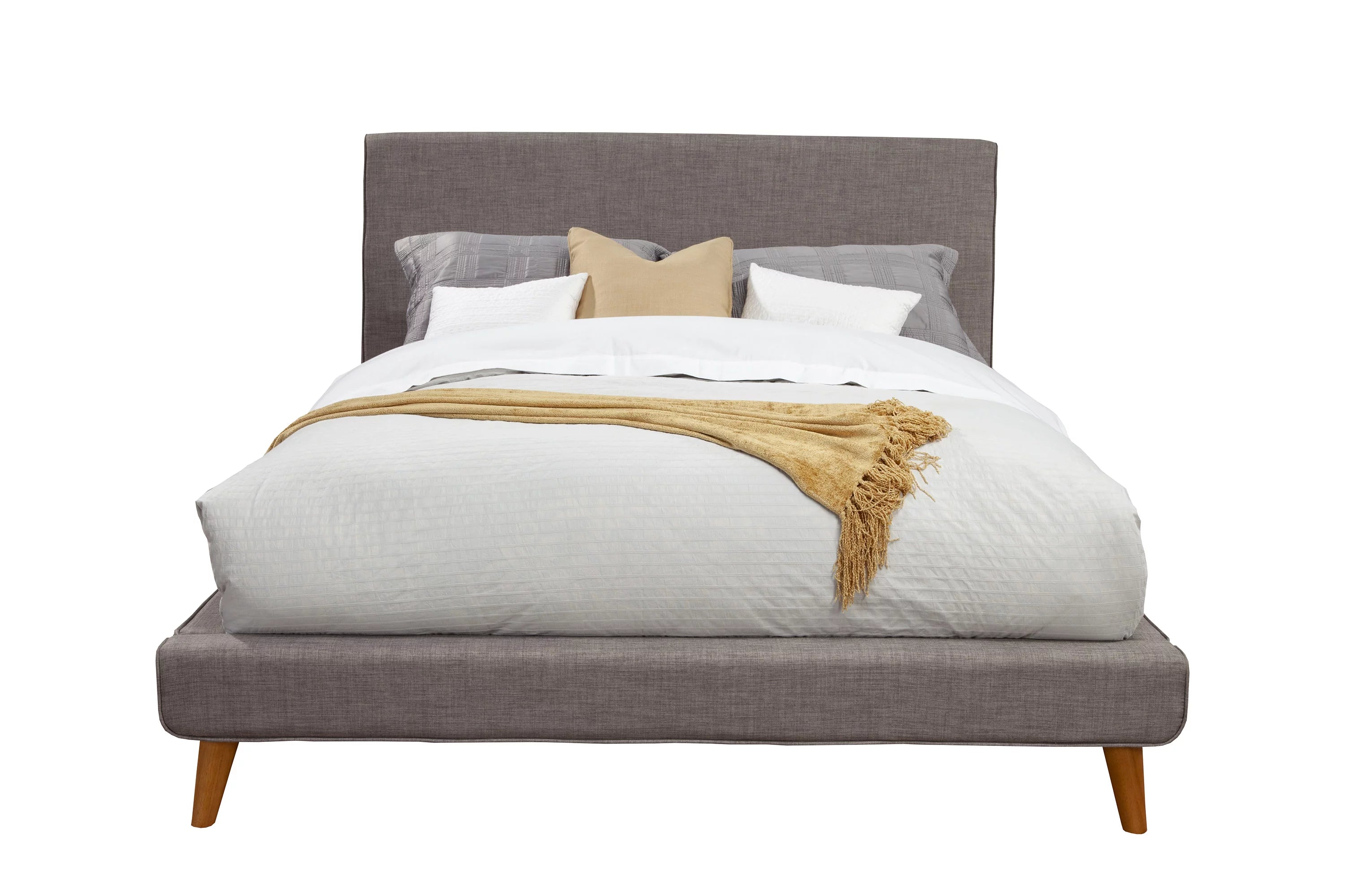 Alpine Furniture Britney California King Upholstered Platform Bed in Dark Gray