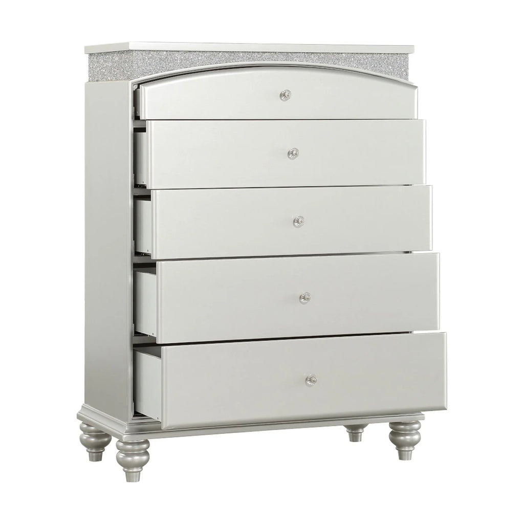 ACME Maverick 5-Drawer Wooden Chest in White Platinum