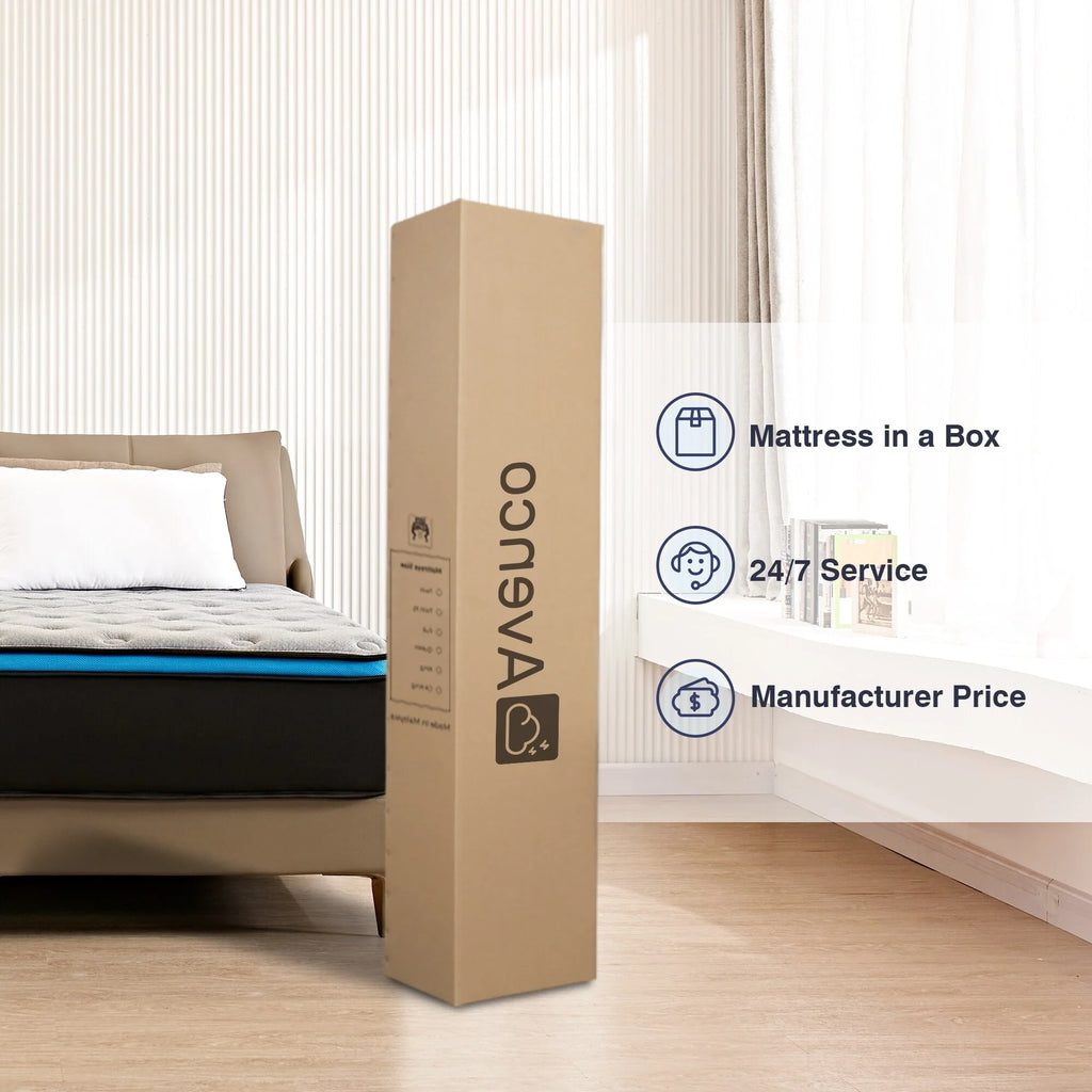 Avenco 10 inch Hybrid Mattress Innerspring and Gel Memory Foam in a Box California King