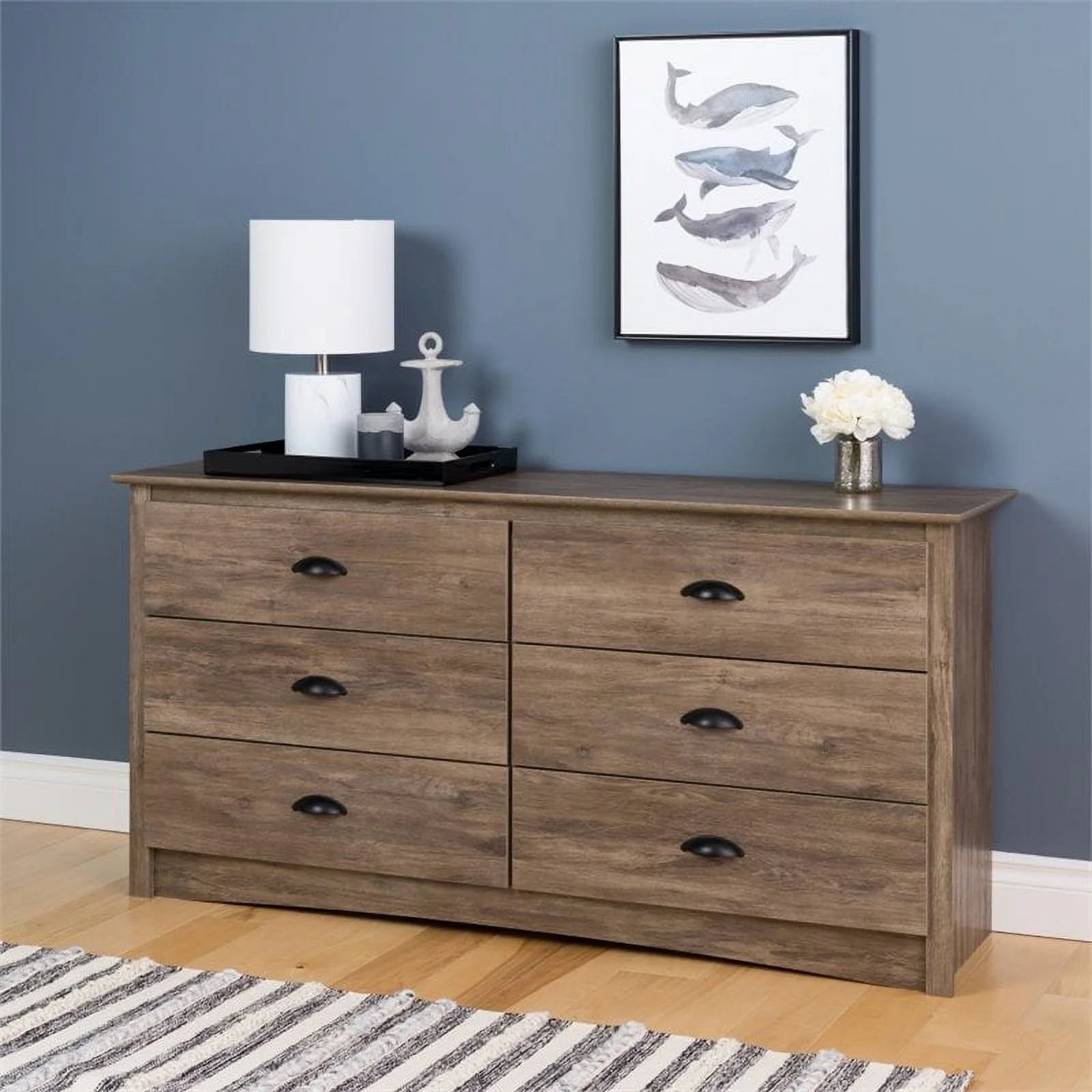 Atlin Designs 6-Drawer Composite Wood Dresser in Drifted Gray