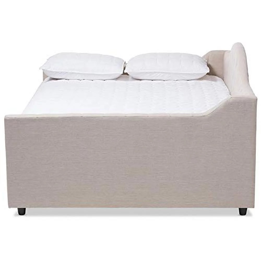 Baxton Studio Eliza Modern and Contemporary Fabric Upholstered Daybed with Trundle