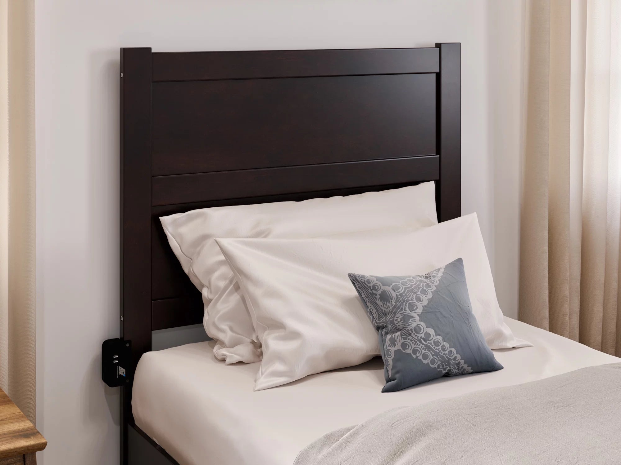 AFI NoHo 14" Twin XL Wood Platform Bed with Modern Panel Headboard & Footboard, Espresso