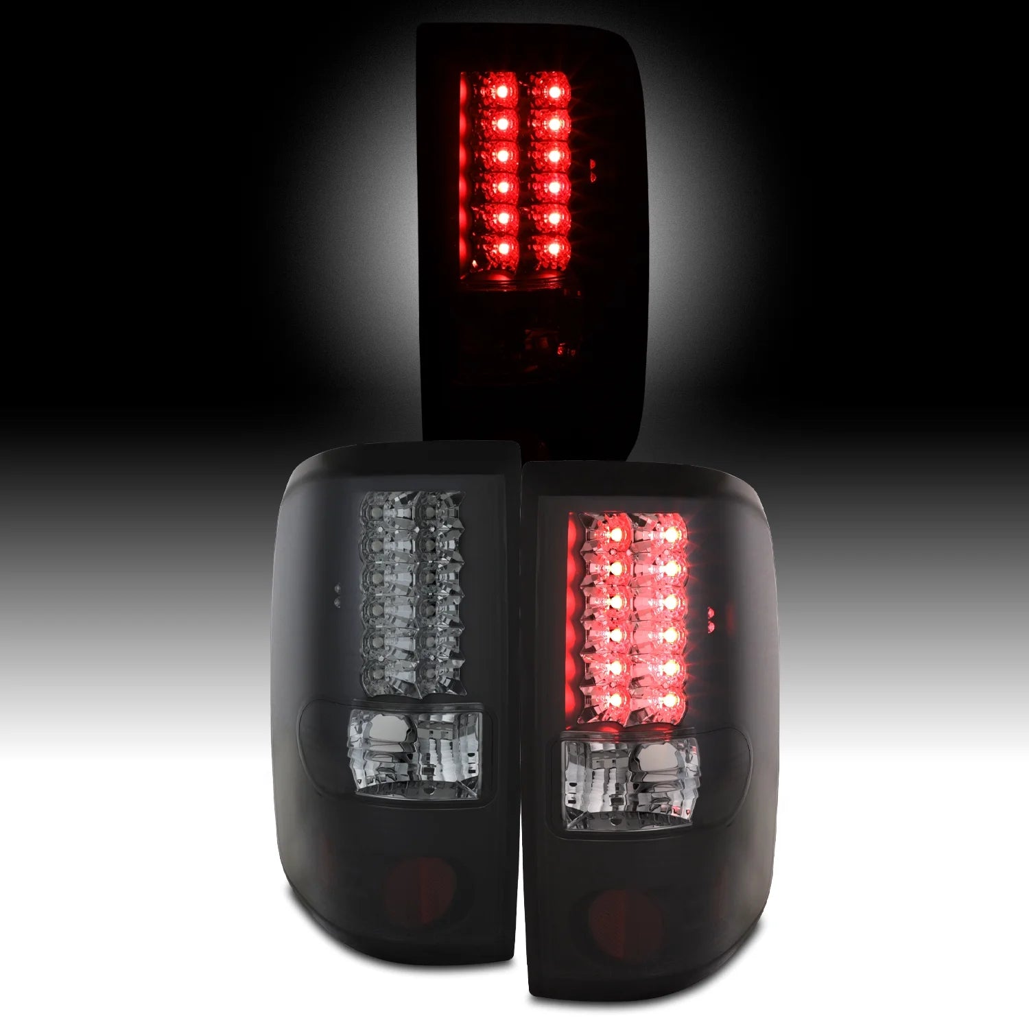 AKKON - For 04-08 Ford F150 Styleside Model Pickup Truck Black Smoke LED Tail Lights Brake Lamps Replacement