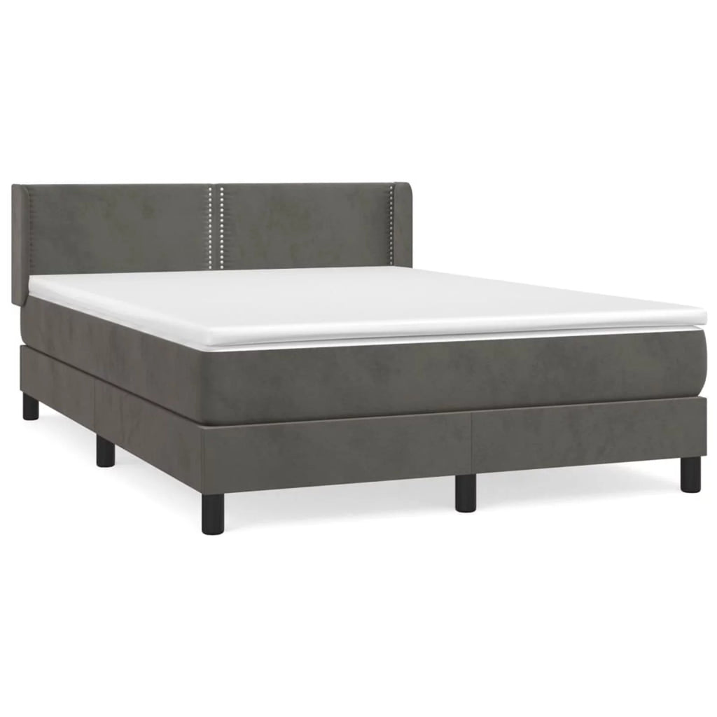 Anself Box Spring Bed with Mattress Dark Gray Full