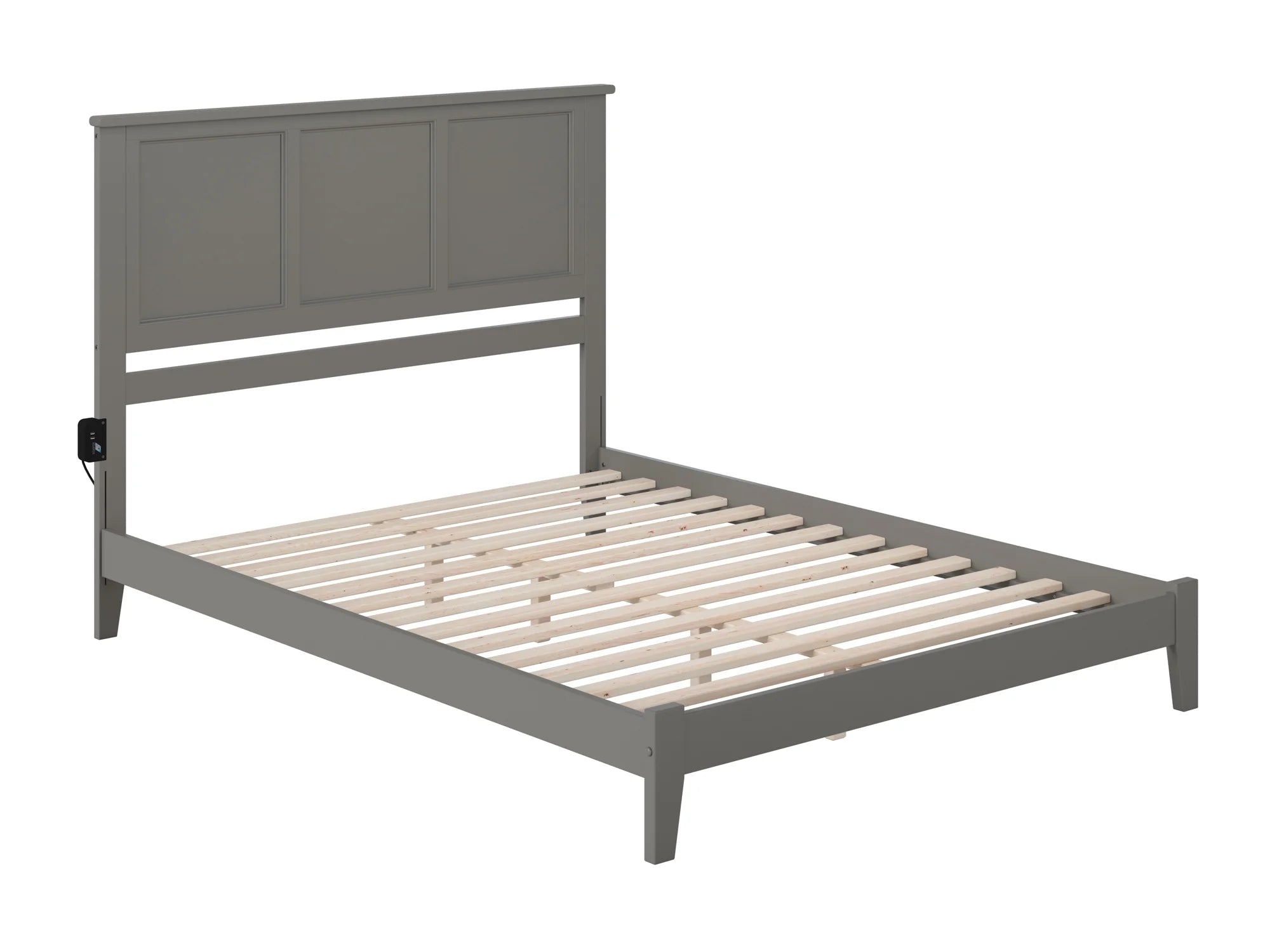 AFI Madison Queen Low Profile Wood Platform Bed Frame with Panel Headboard, Grey