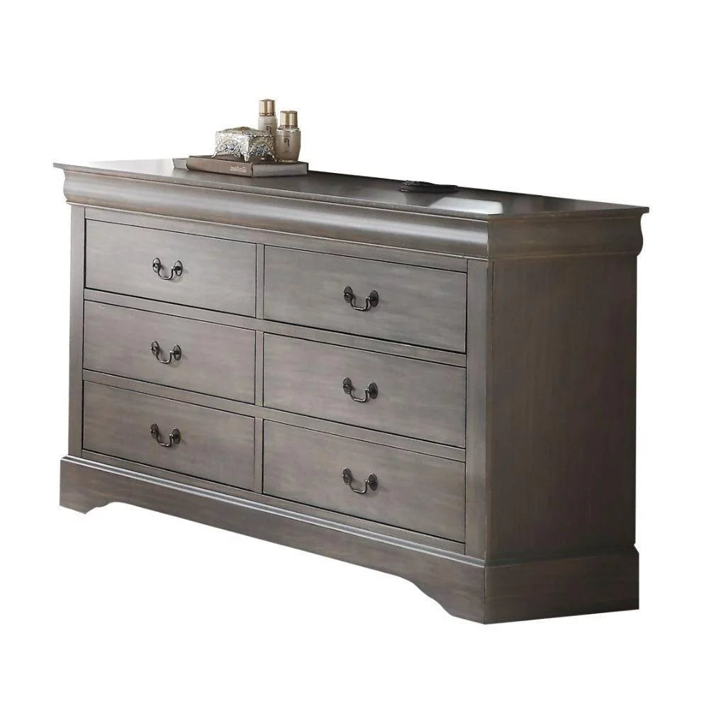 Antique Gray Eastern King 5pcs Bedroom Set Acme Louis Philippe III 25497EK-5pcs