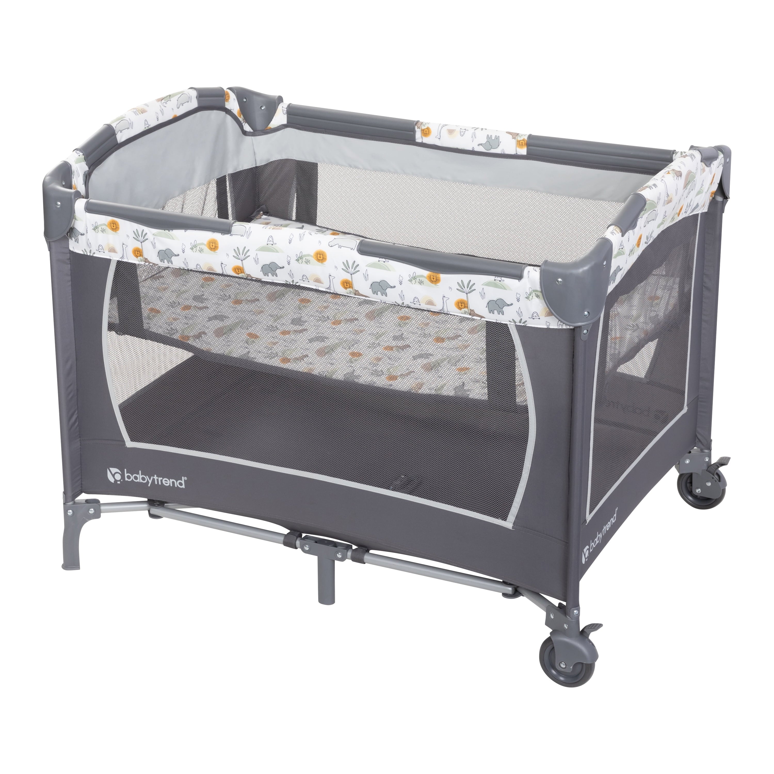 Baby Trend Nursery Center Playard - Animal Jubilee, Grey, Infant