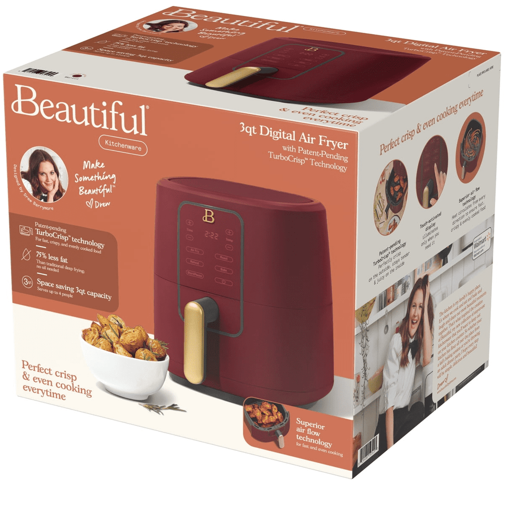 Beautiful 3 Qt Air Fryer with TurboCrisp Technology, White Icing by Drew Barrymore