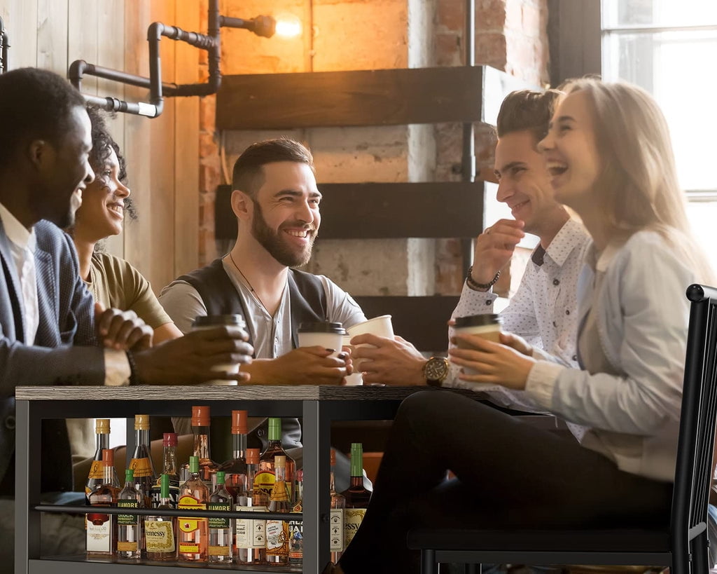 Aiho 3-Piece Wooden Counter Height Dining Table Set, Small Kitchen Table for Kitchen, Dining Room - Retro