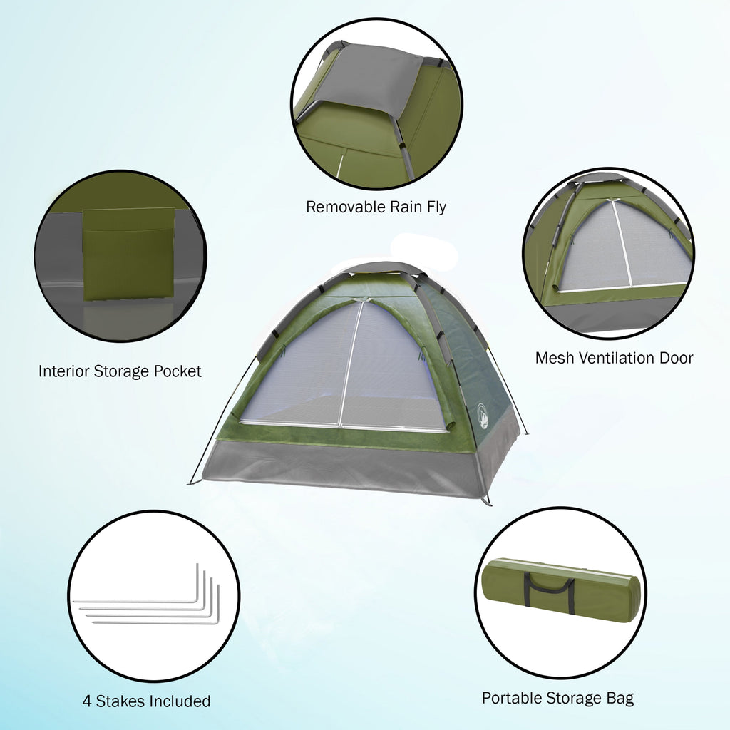 2-Person Dome Tent- Rain Fly & Carry Bag- Easy Set Up-Great for Camping Backpacking Hiking & Outdoor Music Festivals by Wakeman Outdoors (Yellow)