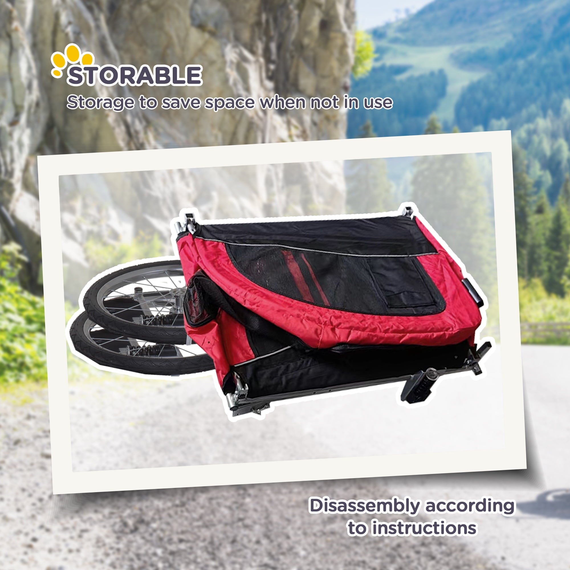 Aosom Dog Bike Trailer 2-In-1 Pet Stroller with Canopy and Storage Pockets, White