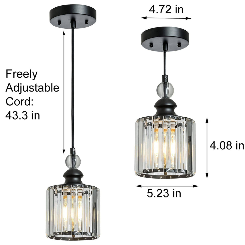 3 Pack Matte Black Crystal Pendant Lights for Kitchen Island