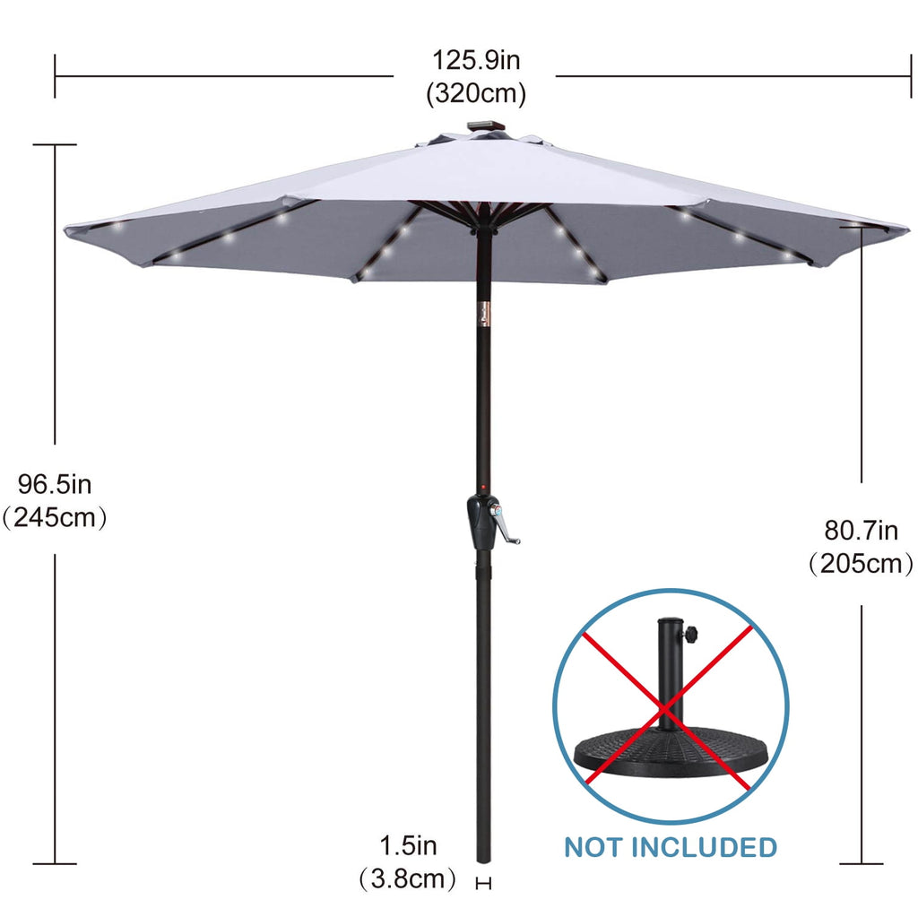 ABCCANOPY 7.5ft Patio Solar Umbrella LED Outdoor Umbrella with Tilt and Crank, Turquoise