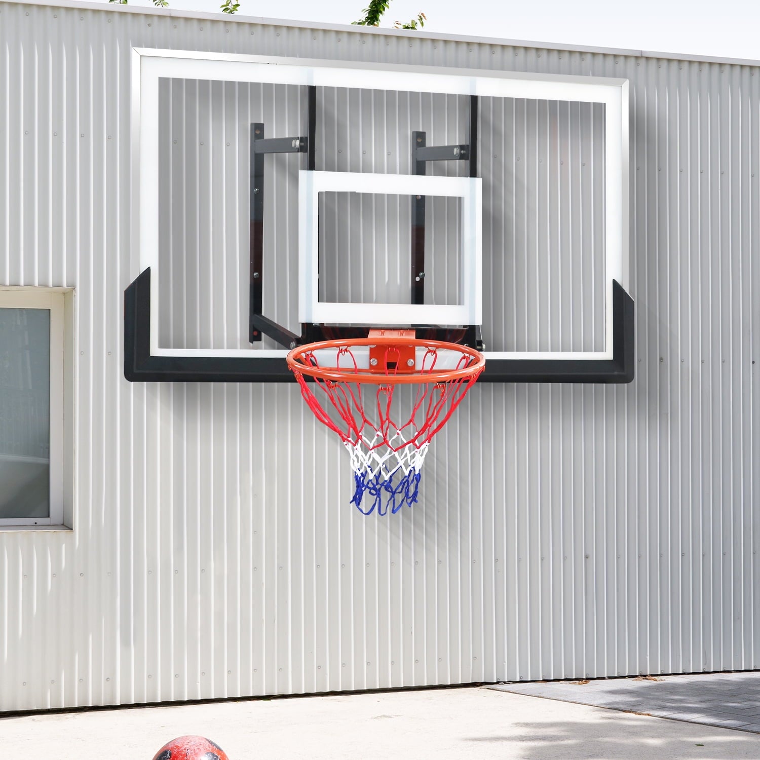 48in Basketball Backboard and Rim Combo, iFanze Professional Wall-Mounted Basketball Hoop with Shatterproof Polycarbonate Backboard for All Levels Indoor Outdoor Use