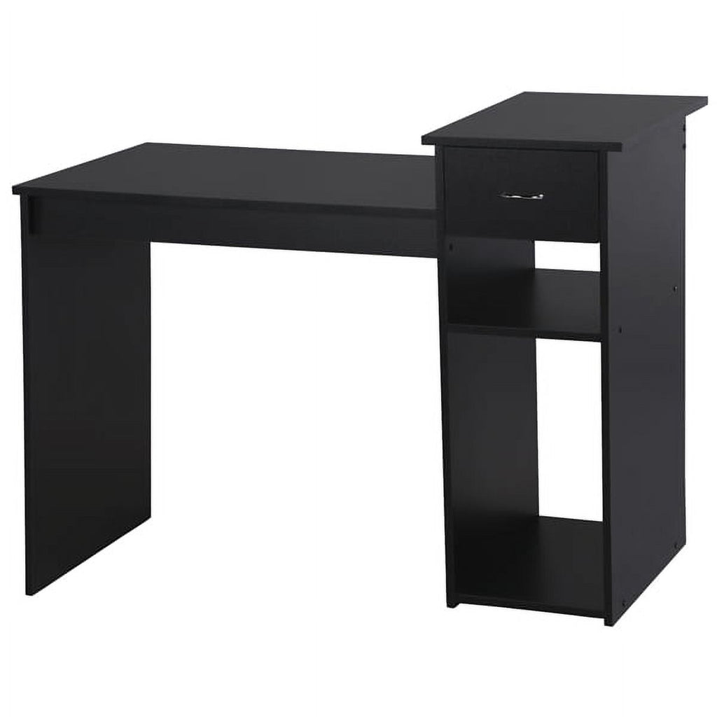 Alden Design Home Office Workstation Computer Desk with Drawer and Storage, Black