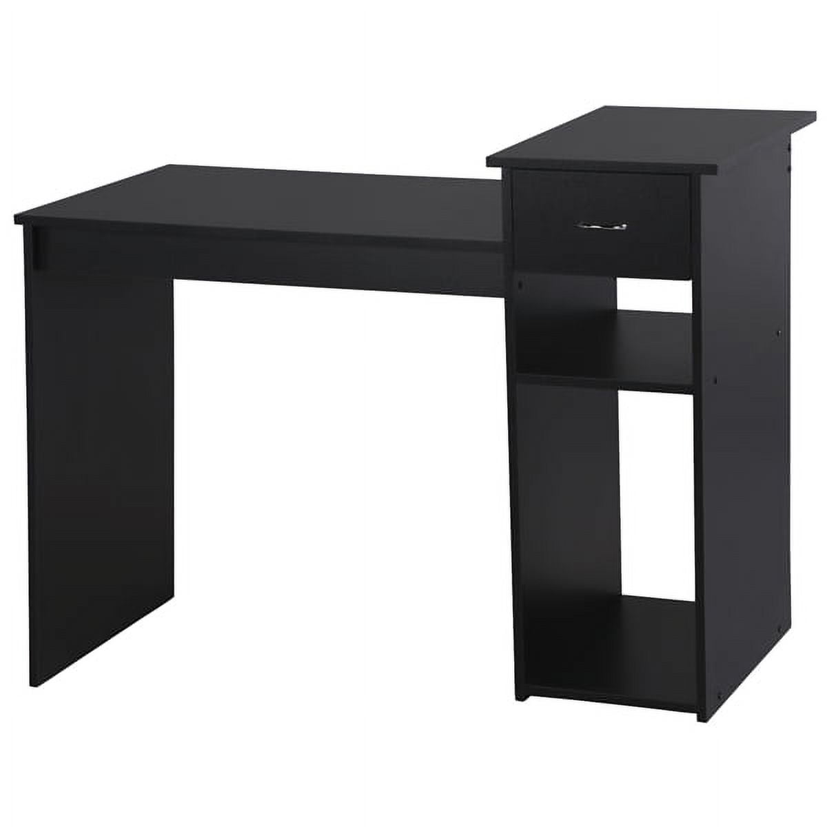 Alden Design Home Office Workstation Computer Desk with Drawer and Storage, Black
