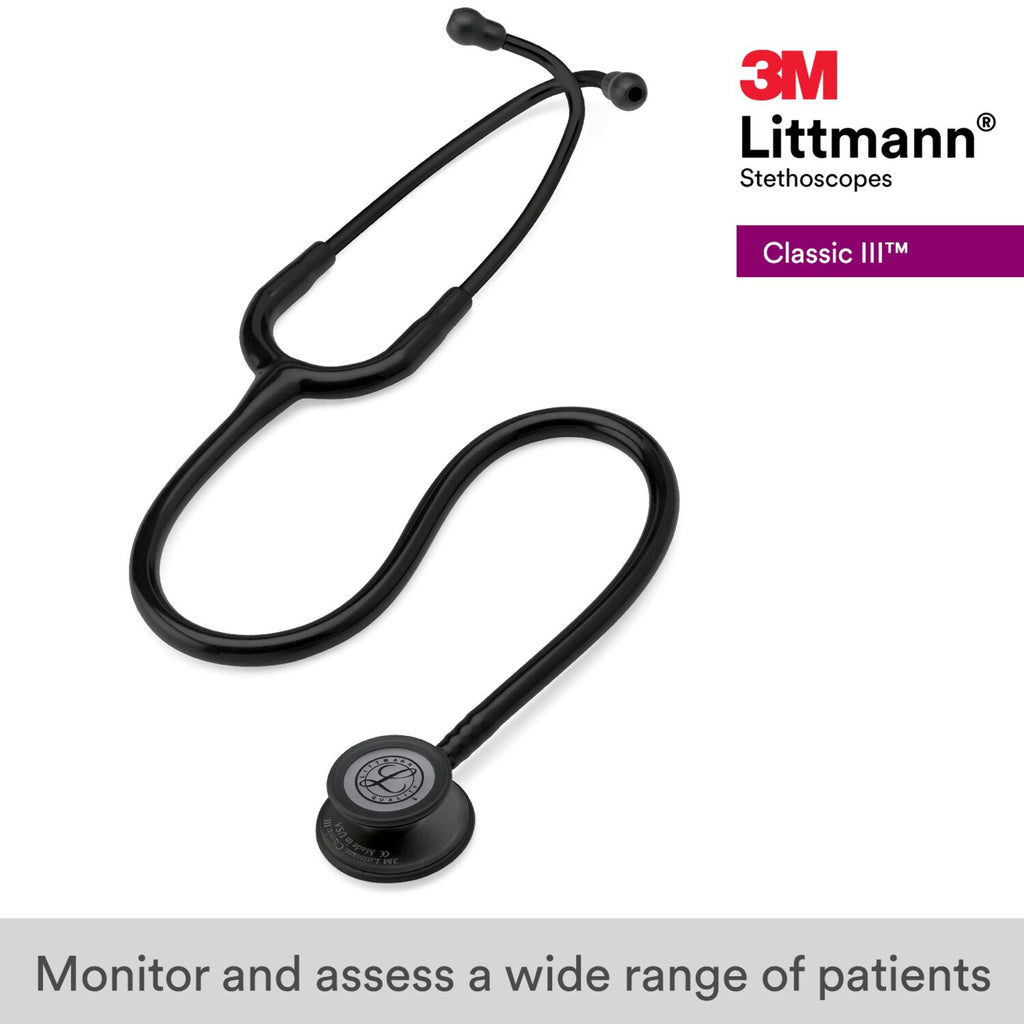 3M Littmann Classic III Stethoscope, Smoke-Finish, Black Tube, 27 inch, 5811