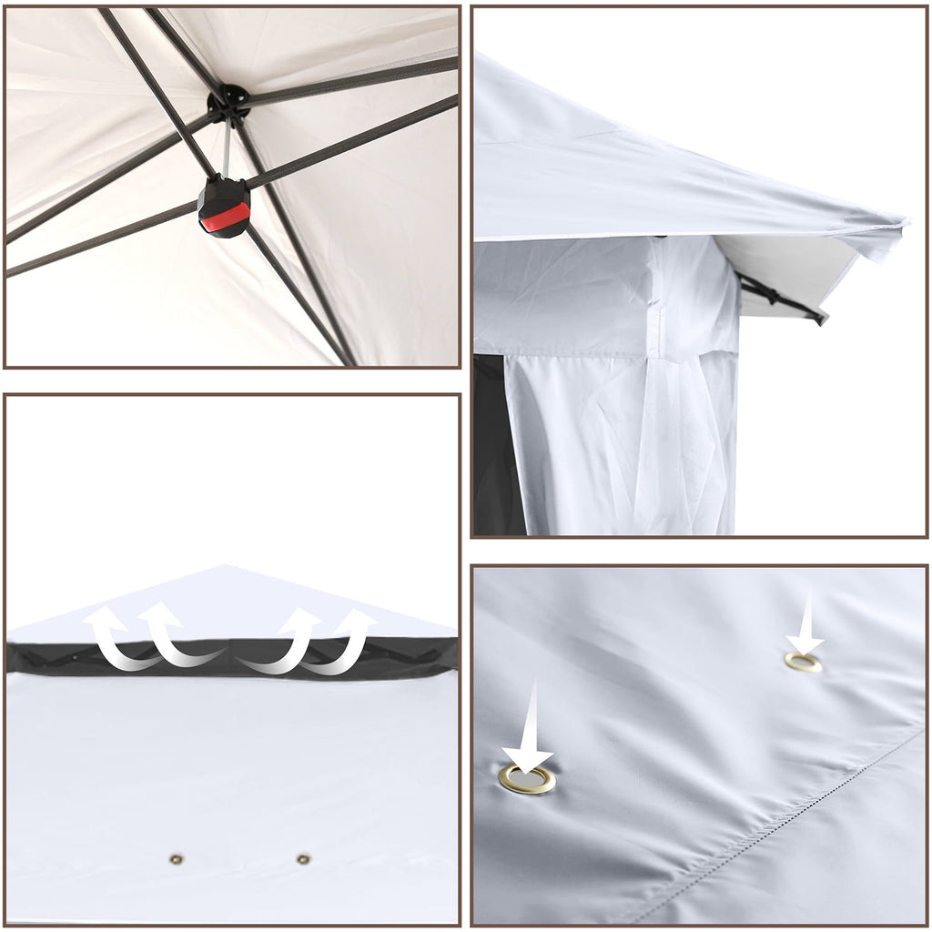 ABCCANOPY 13'x13' Gazebo Tent Outdoor Pop up Gazebo Canopy Shelter with Mosquito Netting, Brown