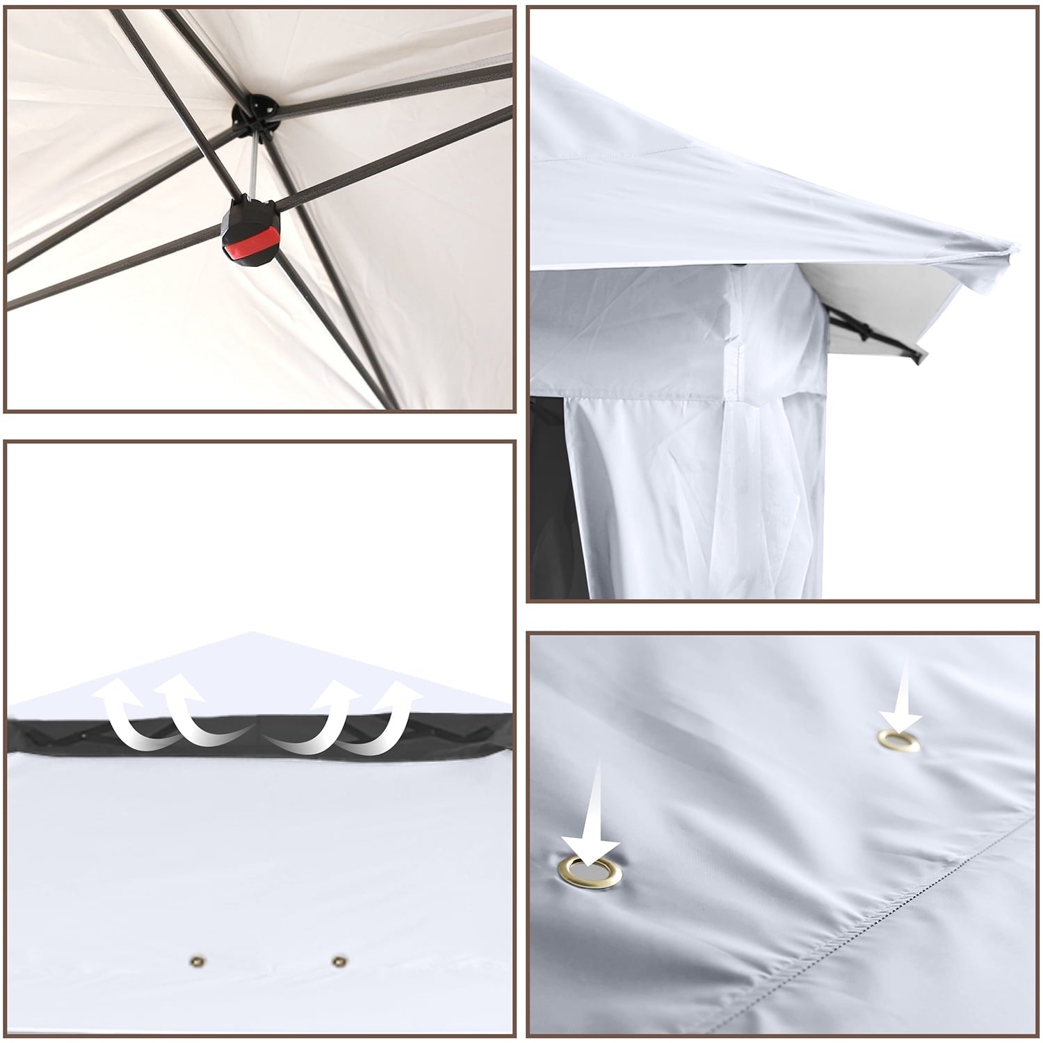 ABCCANOPY 13'x13' Gazebo Tent Outdoor Pop up Gazebo Canopy Shelter with Mosquito Netting, Brown