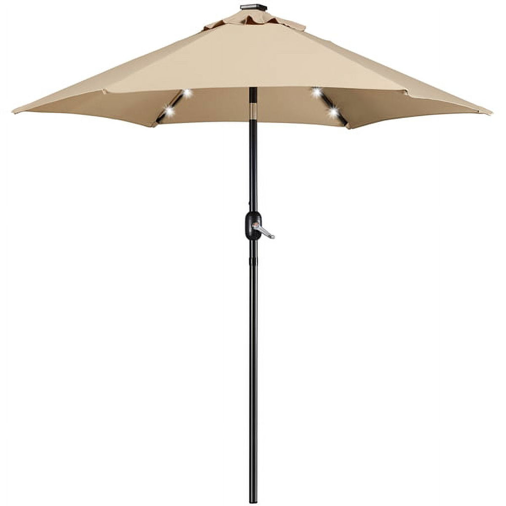Alden Design 7.5ft Standard Patio Umbrella with LED Lights, Tan