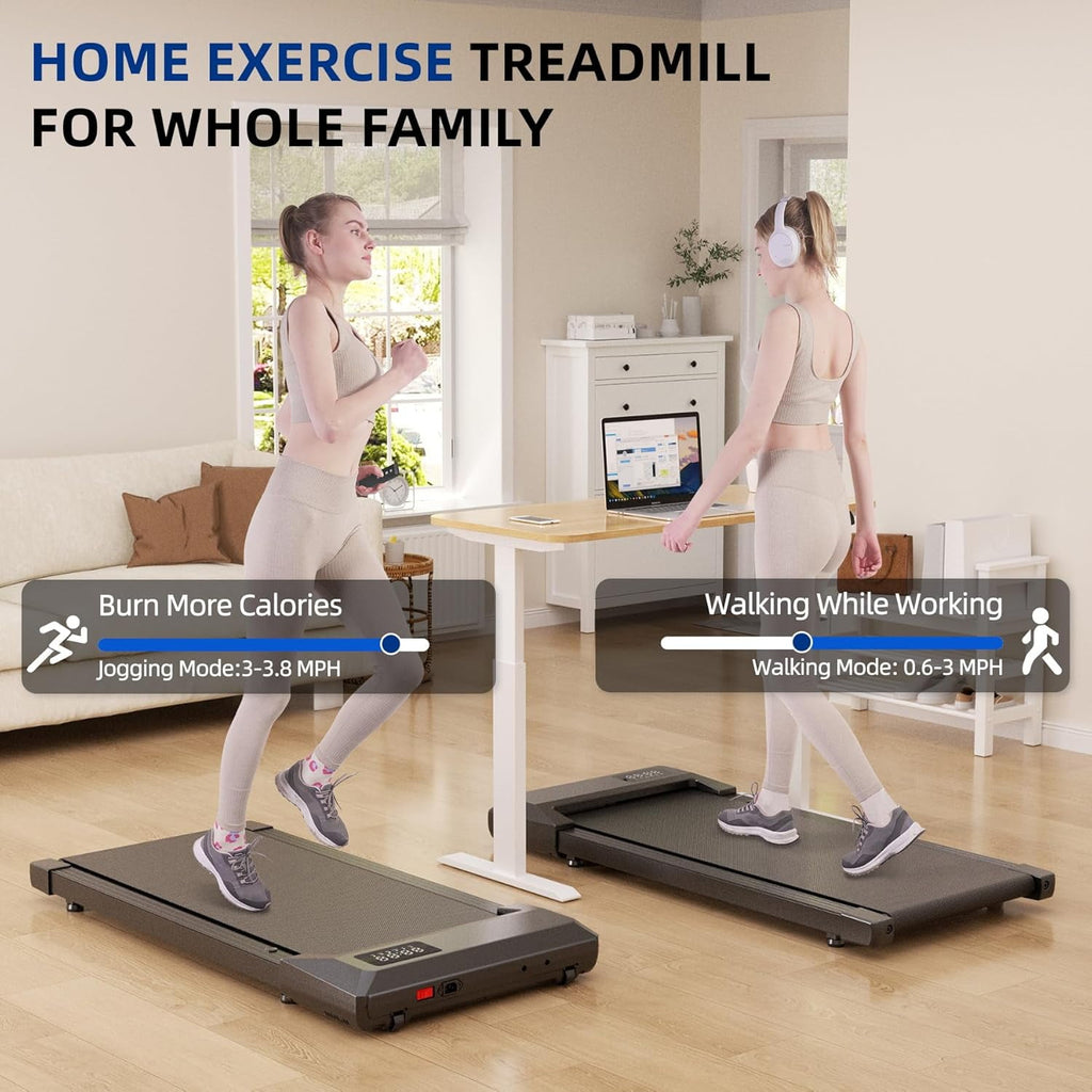 2.5Hp Walking Pad, 35.5*15.5 Walking Area 2 in 1 Under Desk Treadmill,300lb Walking Treadmill with Remote Control and LED Display, Quiet, Compact & Small Treadmill for Home & Office (White)