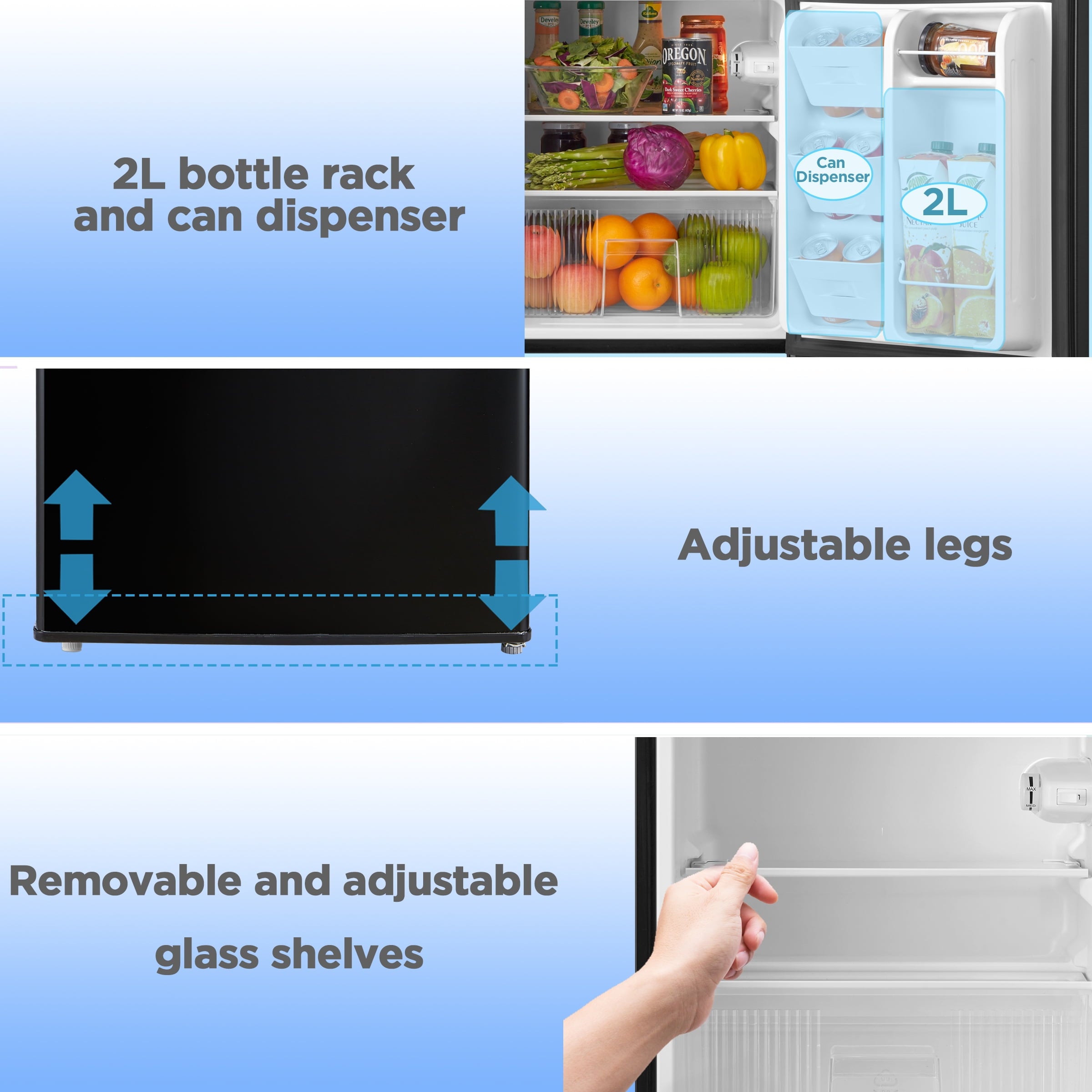 Arctic King 3.2 Cu ft Two Door Mini Fridge with Freezer, Stainless Steel, E-Star