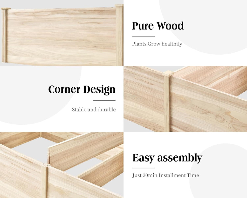 AMERLIFE Raised Garden Bed 4x2x2.6 ft Large Capacity Planter with Drain Hole for Growing Plants