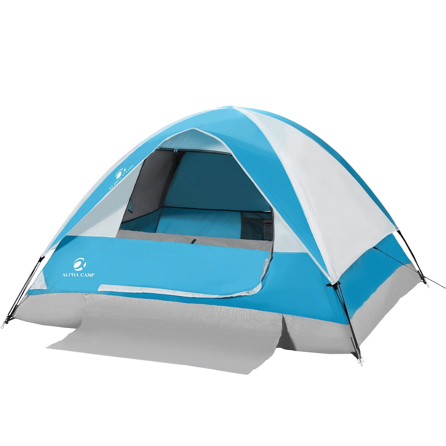 Alpha Camper 2-Person Camping Dome Tent Waterproof Portable Tent with Carry Bag, Blue