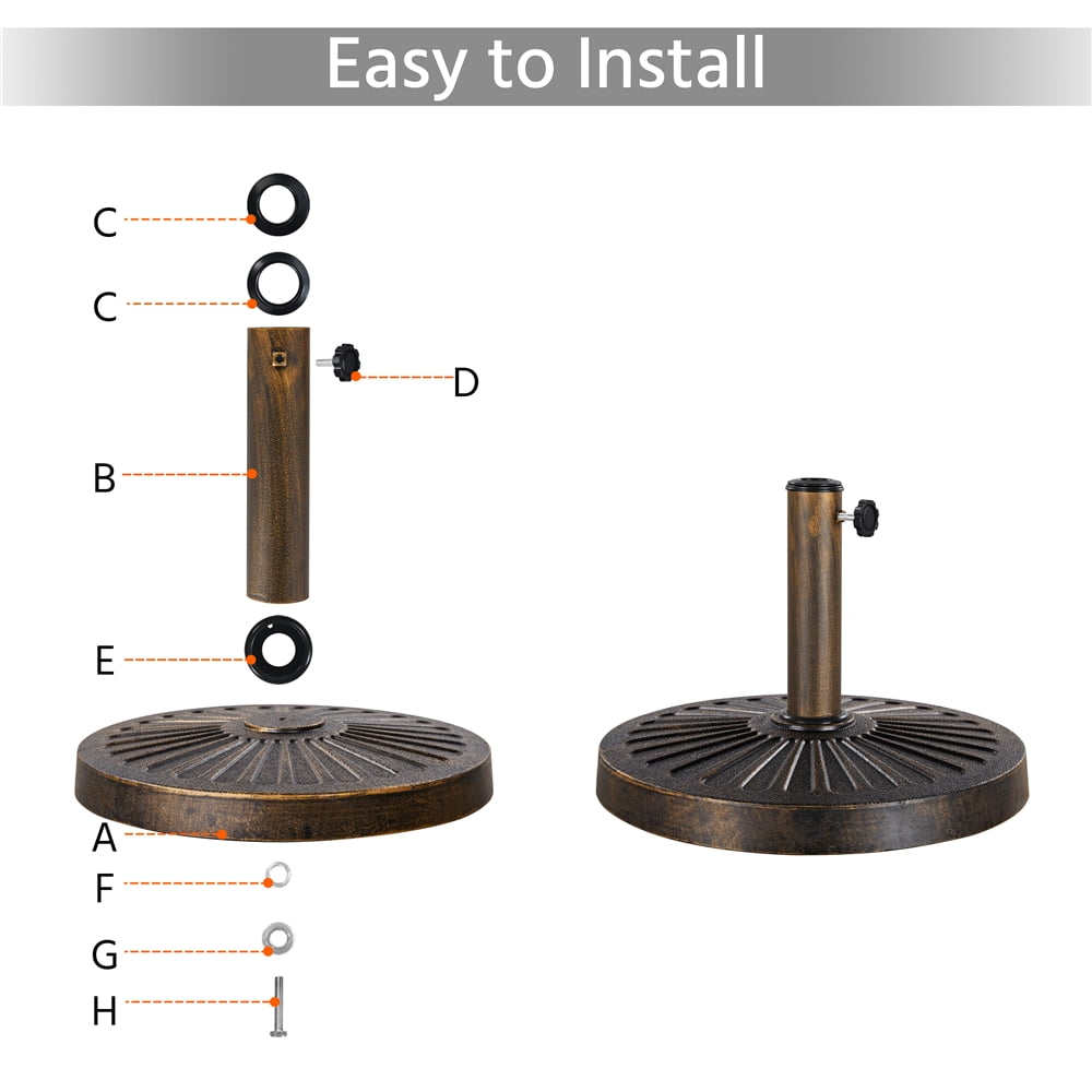 Alden Design 30 lbs Bronze Round Iron Patio Umbrella Base