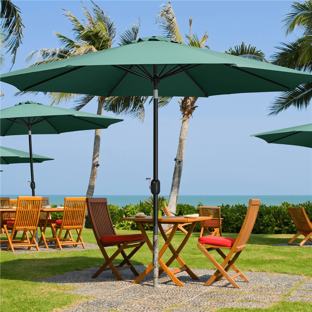 Alden Design Patio Umbrella with Crank and Push Button to Tilt, Multiple Sizes and Colors