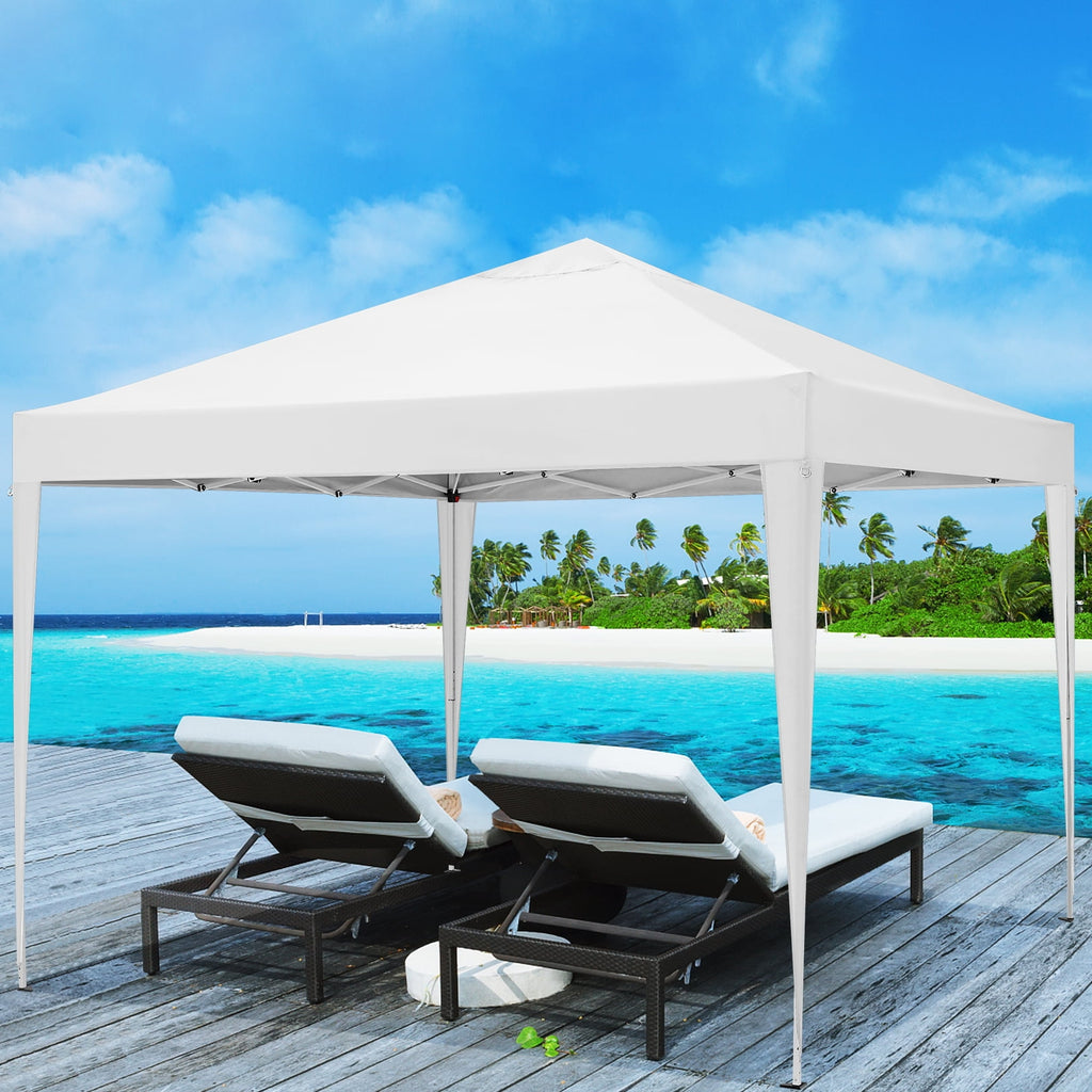 10'x 10' Pop up Canopy 1 Person Setup Canopy Portable Outdoor Party Instant Shelter with 4 Removable Sidewalls & Carrying Bag for Wedding Picnics Camping, White