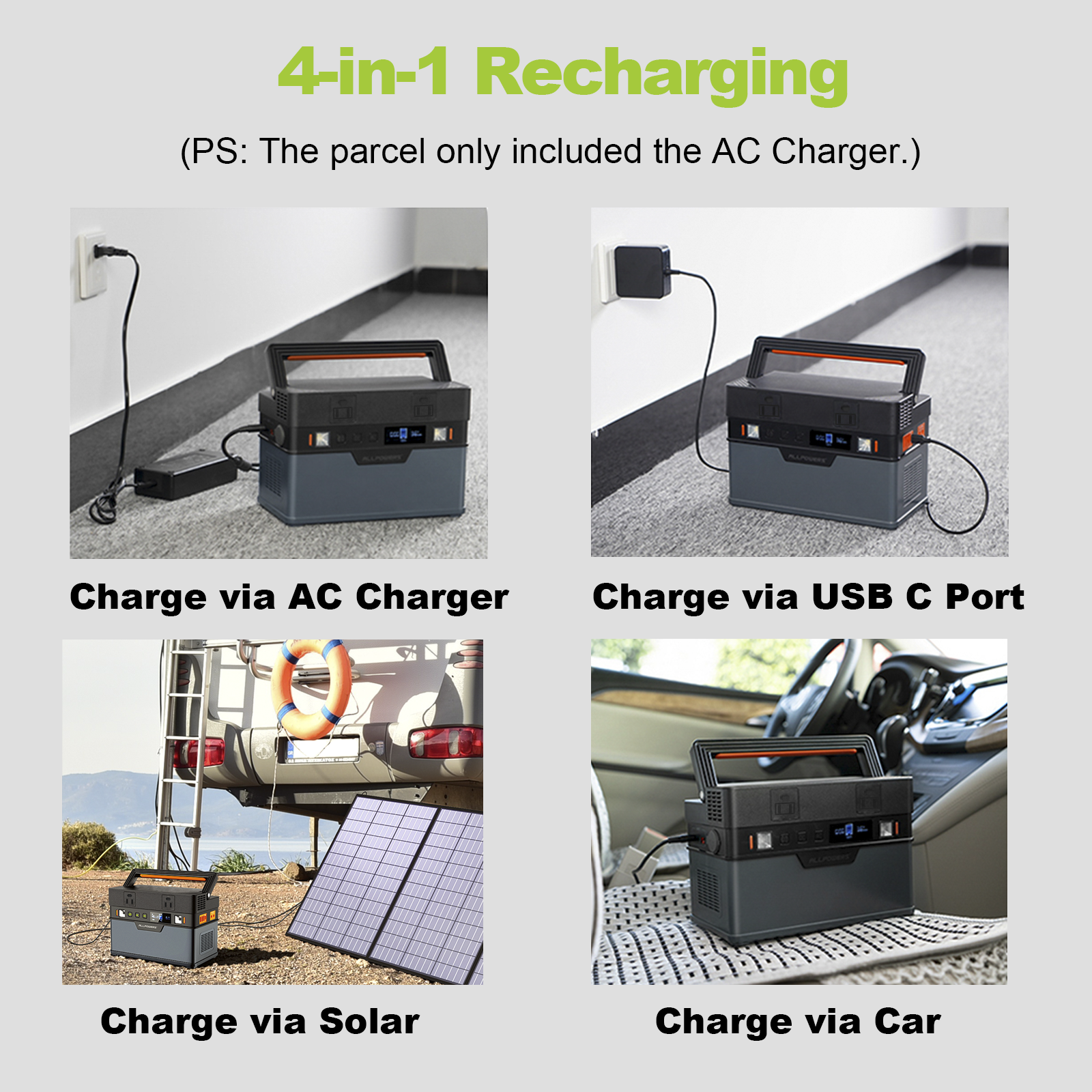 ALLPOWERS 288Wh 300W Portable Power Station with 100W Foldable Solar Panel, S300 Solar Generator Kit, Backup Battery for Camping Travel off-Grid [Shipping Separately]